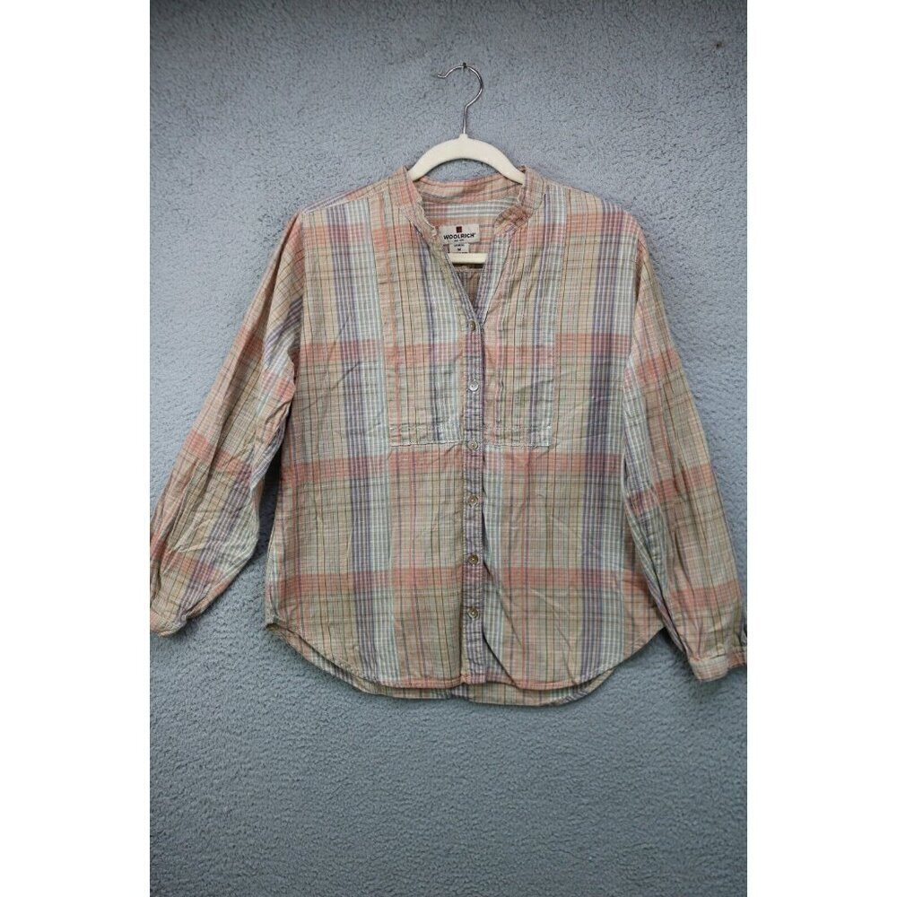 Woolrich Women's Long Sleeve Button-Up Plaid Shirt-Size Medium